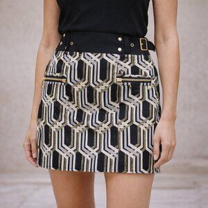 Genetic x Liberty Ross SZ 27 Metallic Jacquard Mini Skirt NWT $375 Vogue